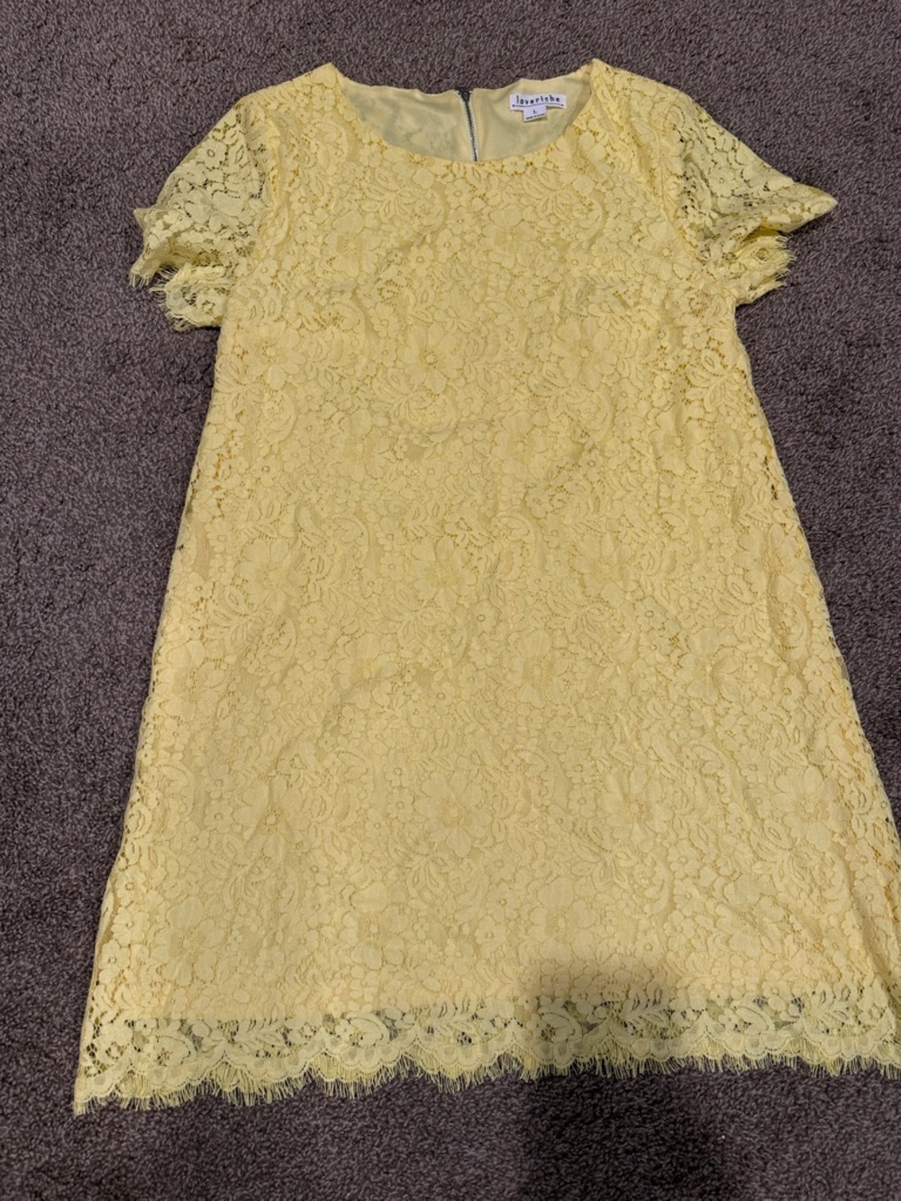 Love Riche Yellow Floral Lace Shift Dress